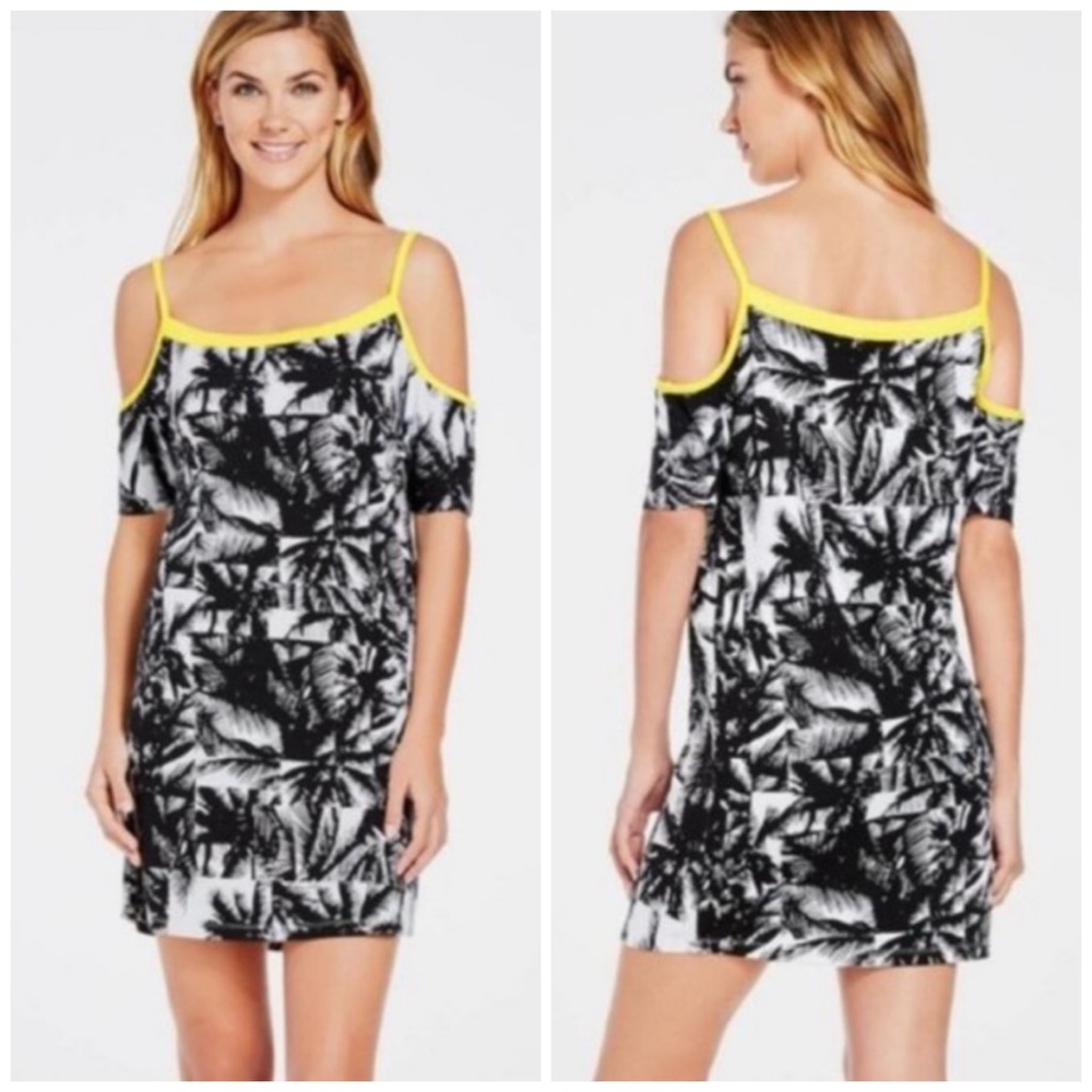 Fabletics Palm Print Tina Cold Shoulder Dress